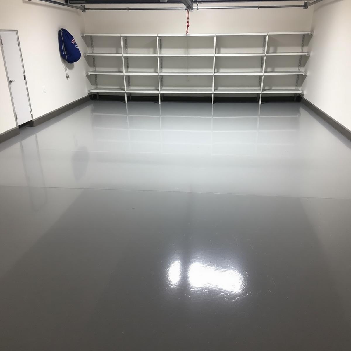 Freshly finished epoxy garage floor in an Erie-area garage