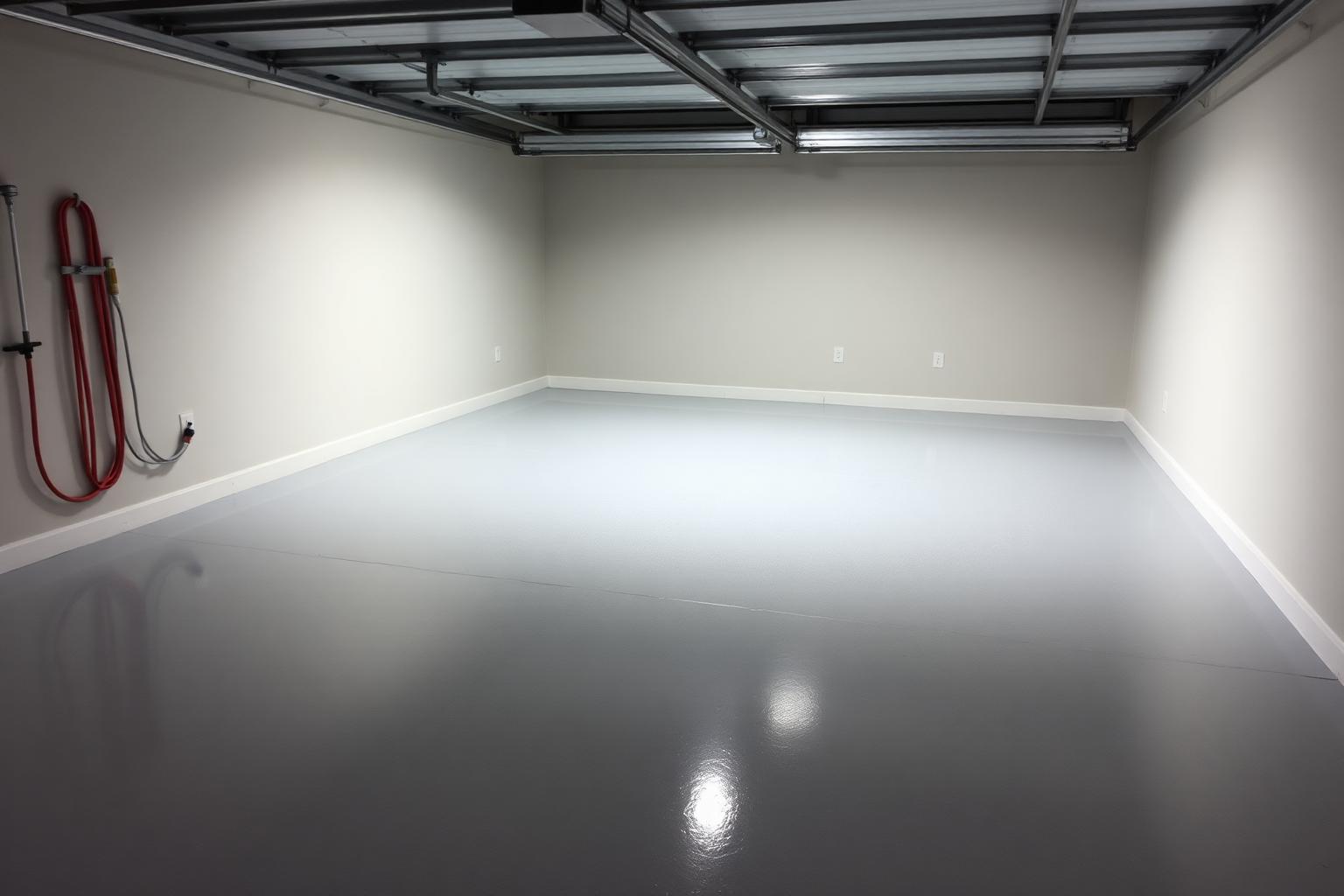 Recoated epoxy garage floor in an Overton Park Lubbock home after years of caliche dust wear
