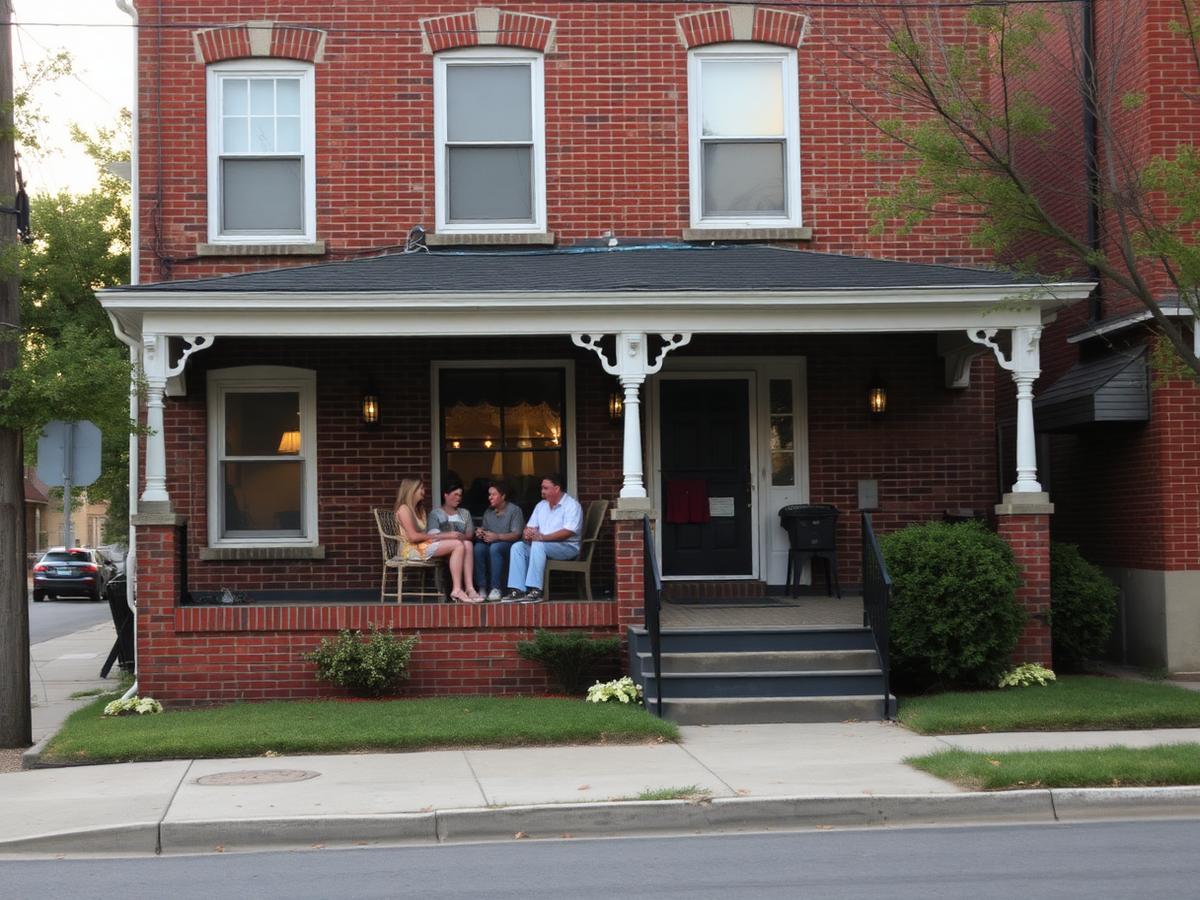 Rebuilt family porch on a brick rowhome near Mount Penn in Reading