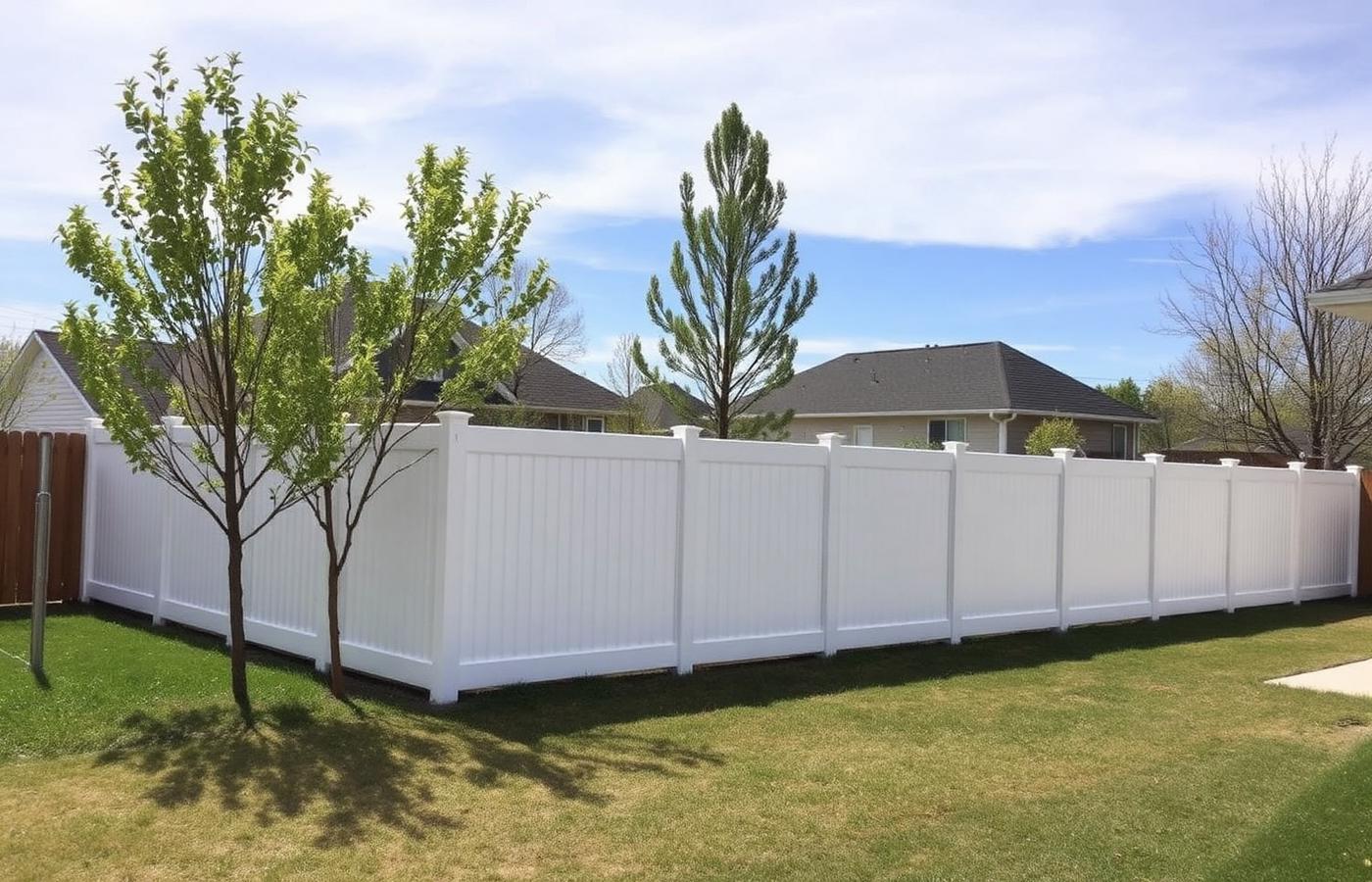 Newly installed fence in an Allentown-area backyard