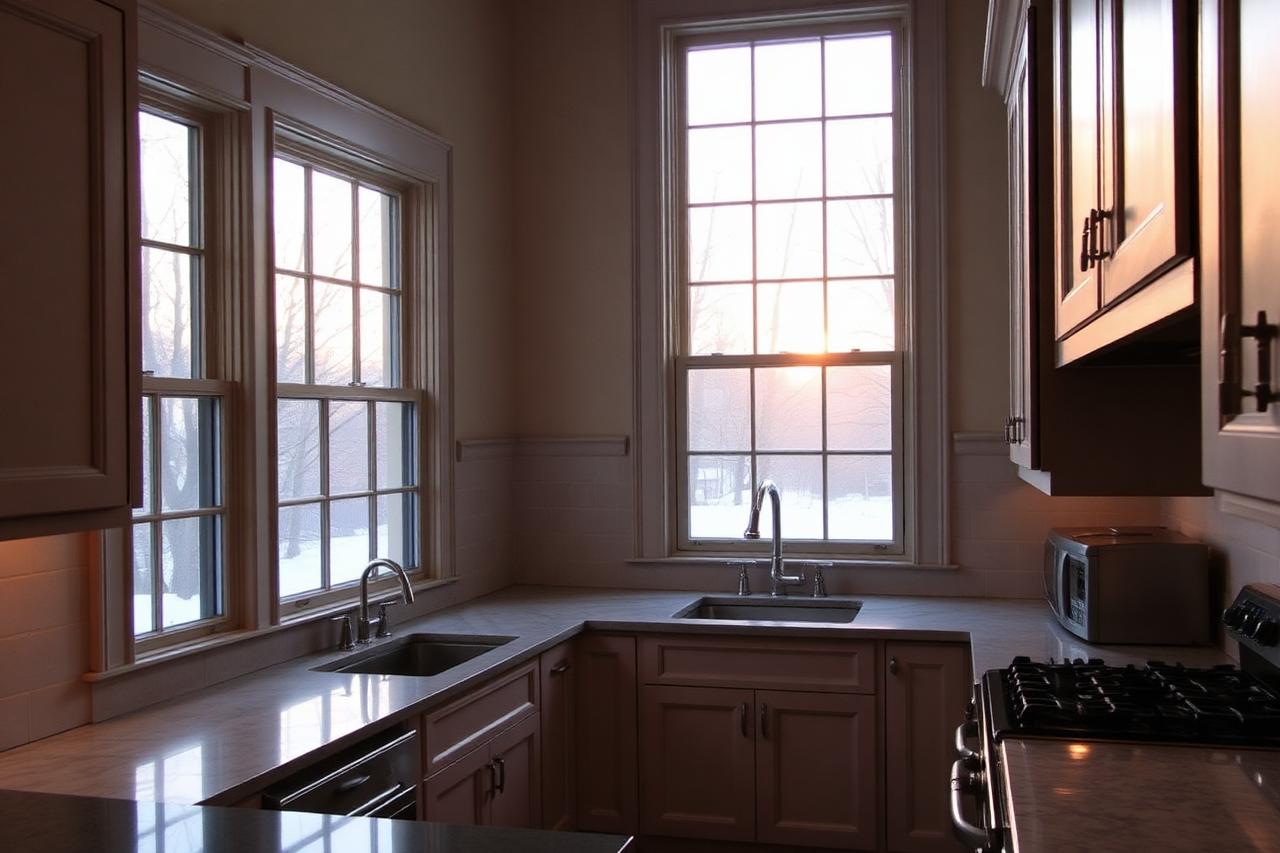 Gut-renovated kitchen in a century-old Delmar colonial with new cabinetry