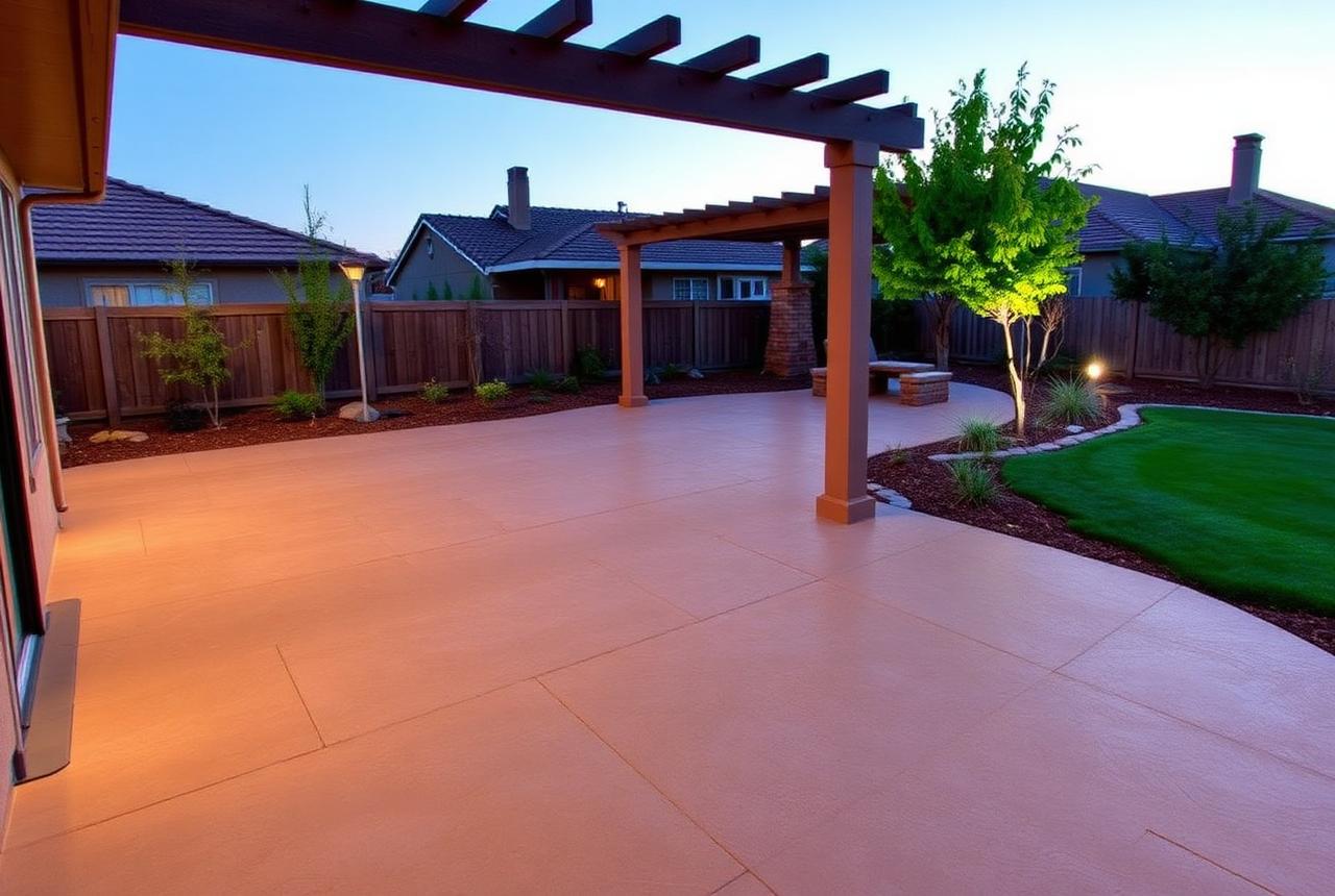 Newly built cedar patio pergola shading a backyard slab in a Land Park Sacramento home
