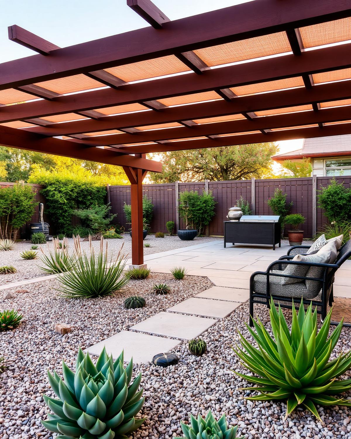 New cedar patio shade structure over a backyard slab in a Sherman Oaks Los Angeles home