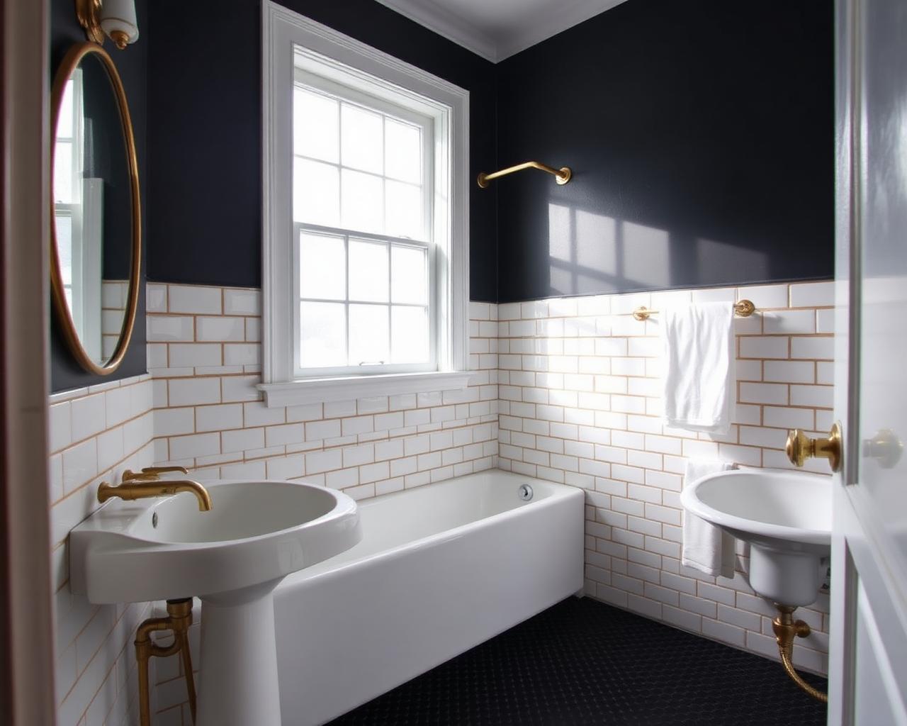 Remodeled bathroom with updated tile and fixtures inside a century-old Southtowns home