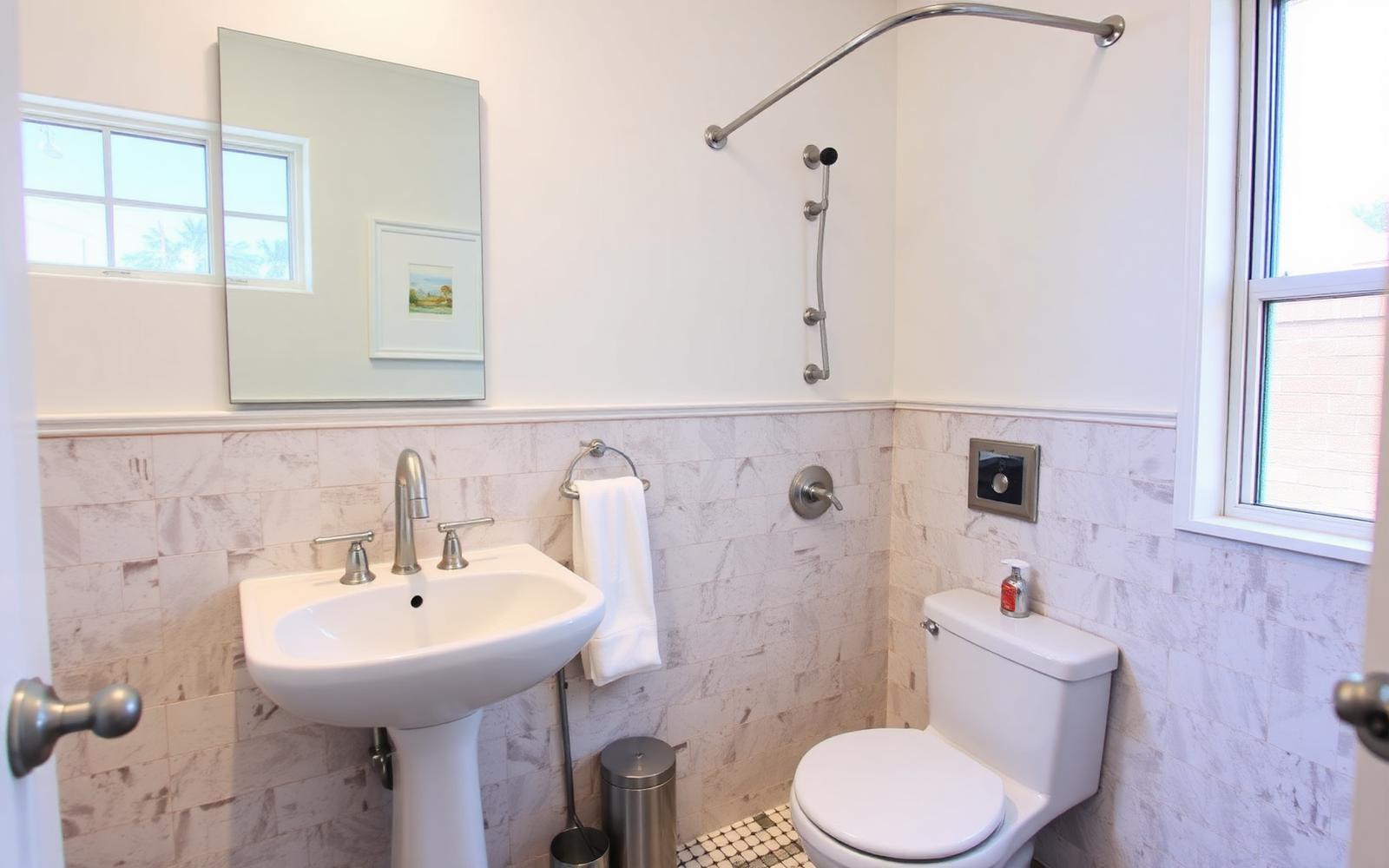 Freshly remodeled walk-in tile shower inside a renovated bungalow in Highland Park, Los Angeles