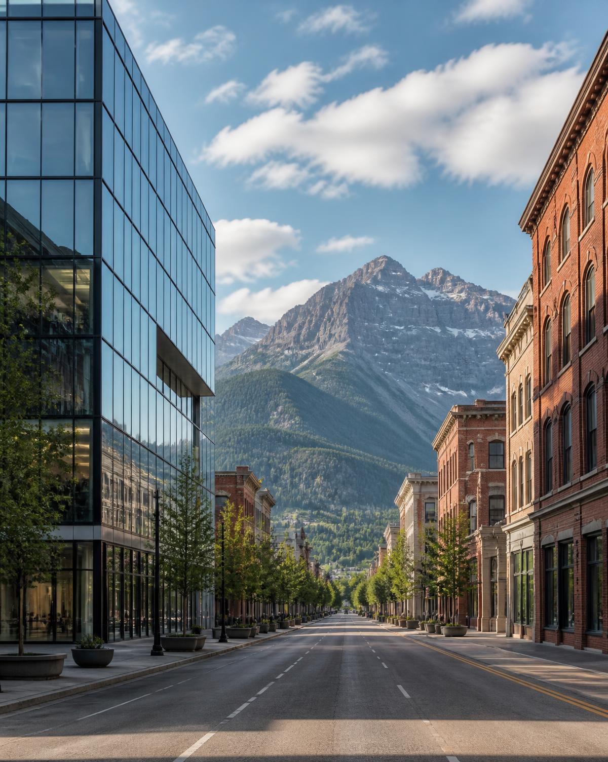 Mix of historic brick homes and newer construction near downtown Salt Lake City