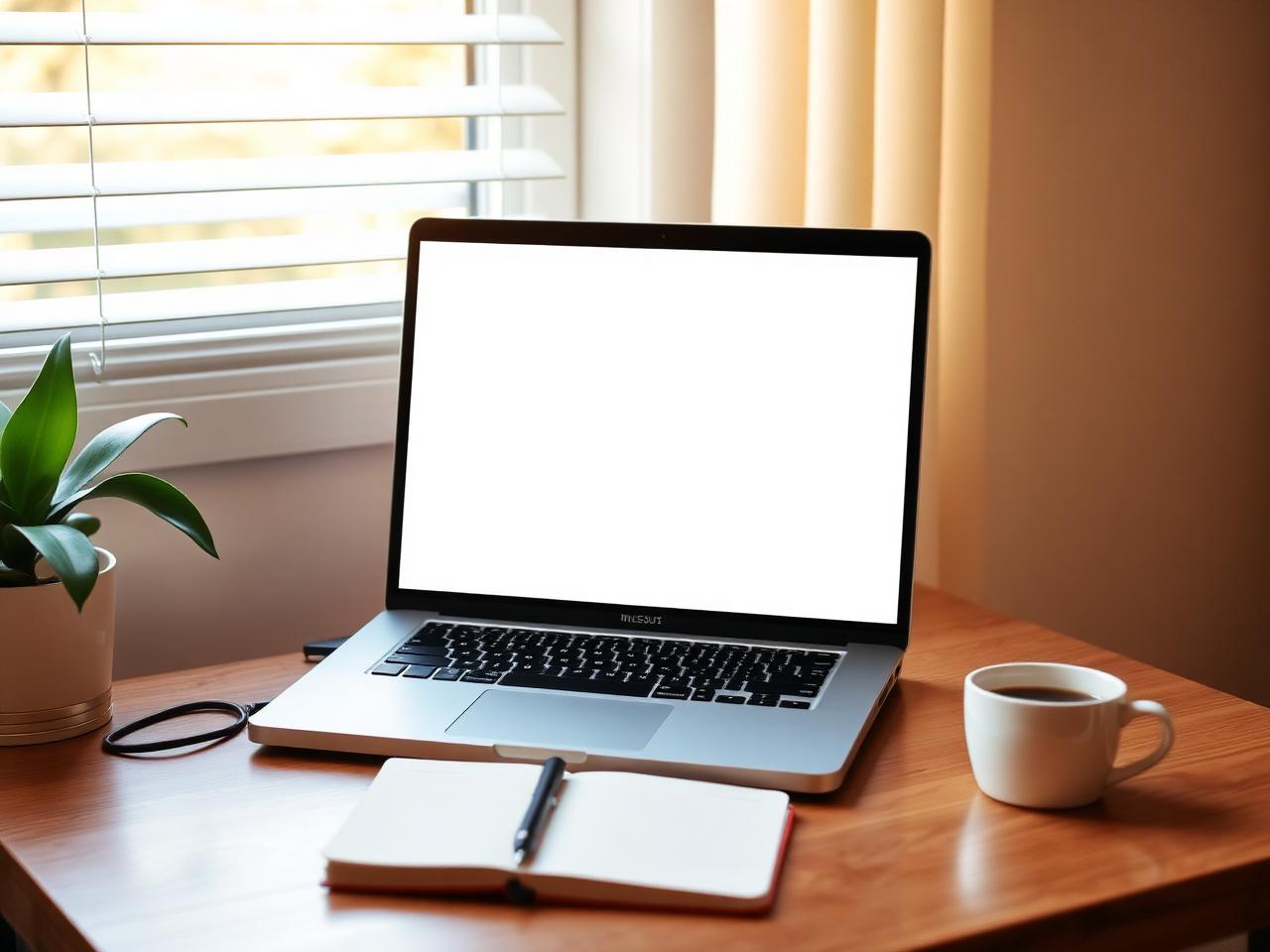 Open laptop on a desk with a view of the Fresno valley