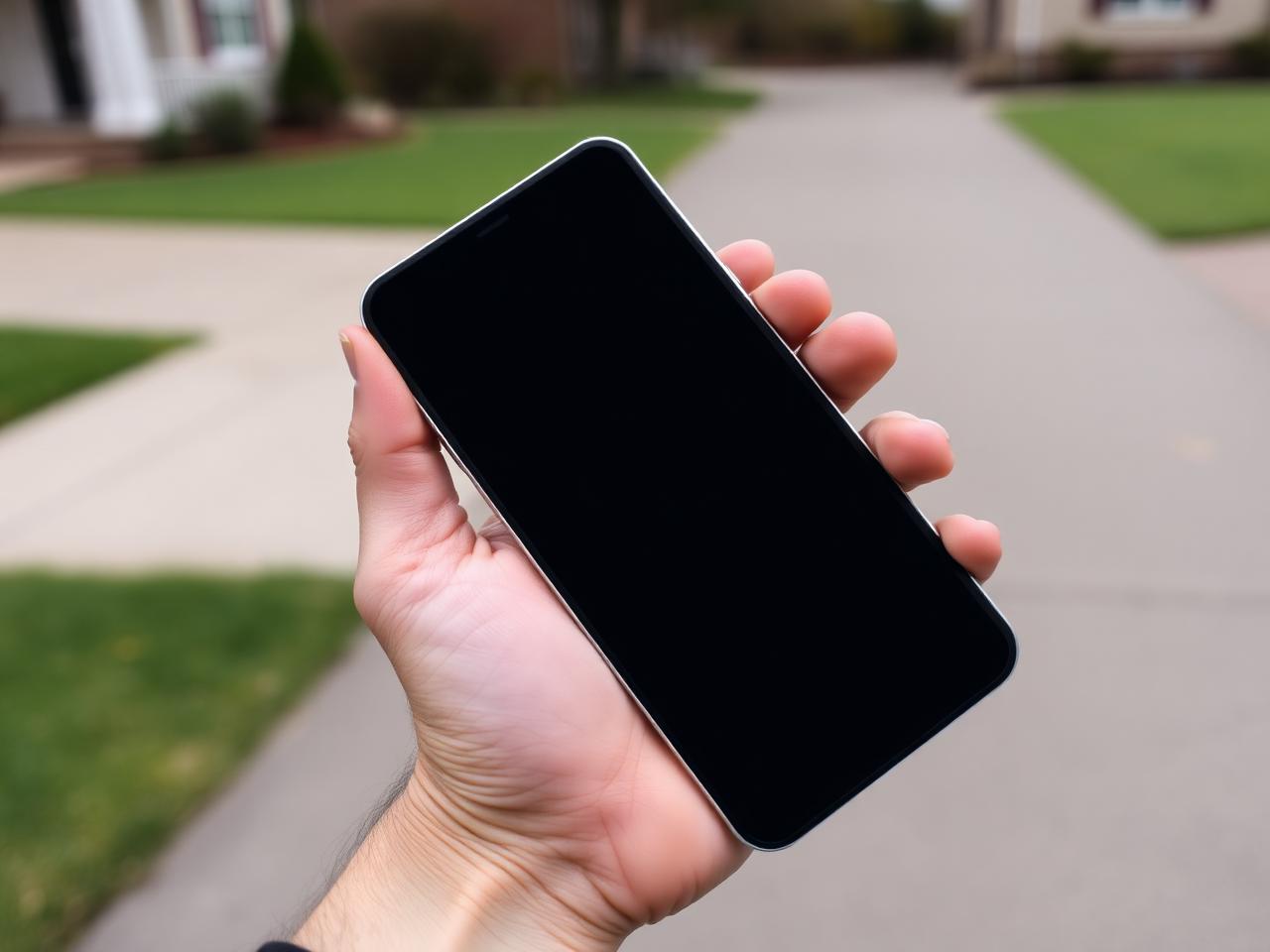 Smartphone with a blank scheduling screen held in a Willow Glen kitchen