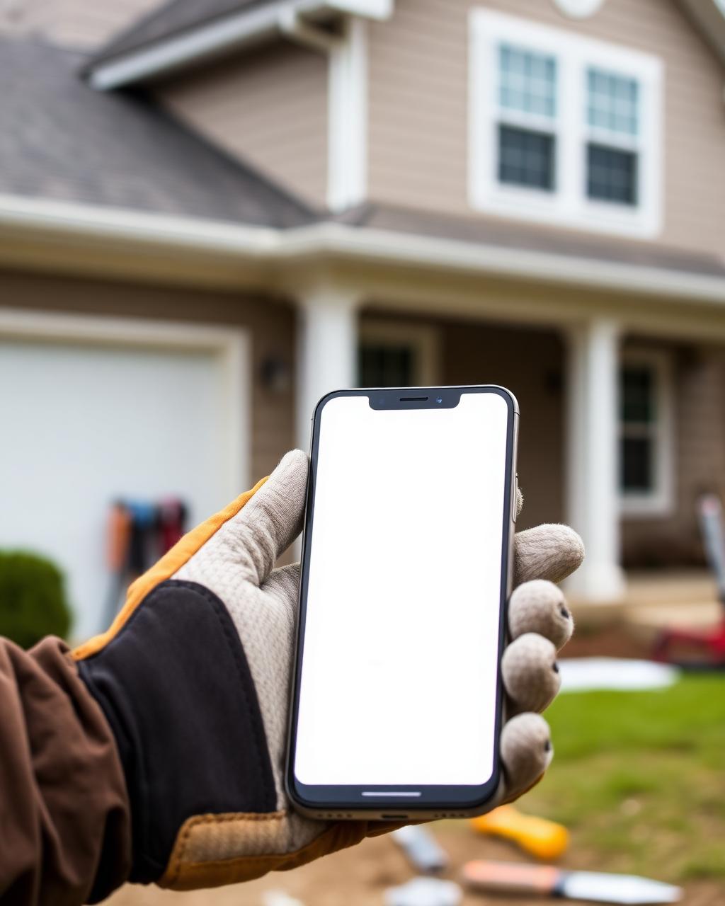 Contractor using a mobile phone at a Joliet job site near the logistics hub