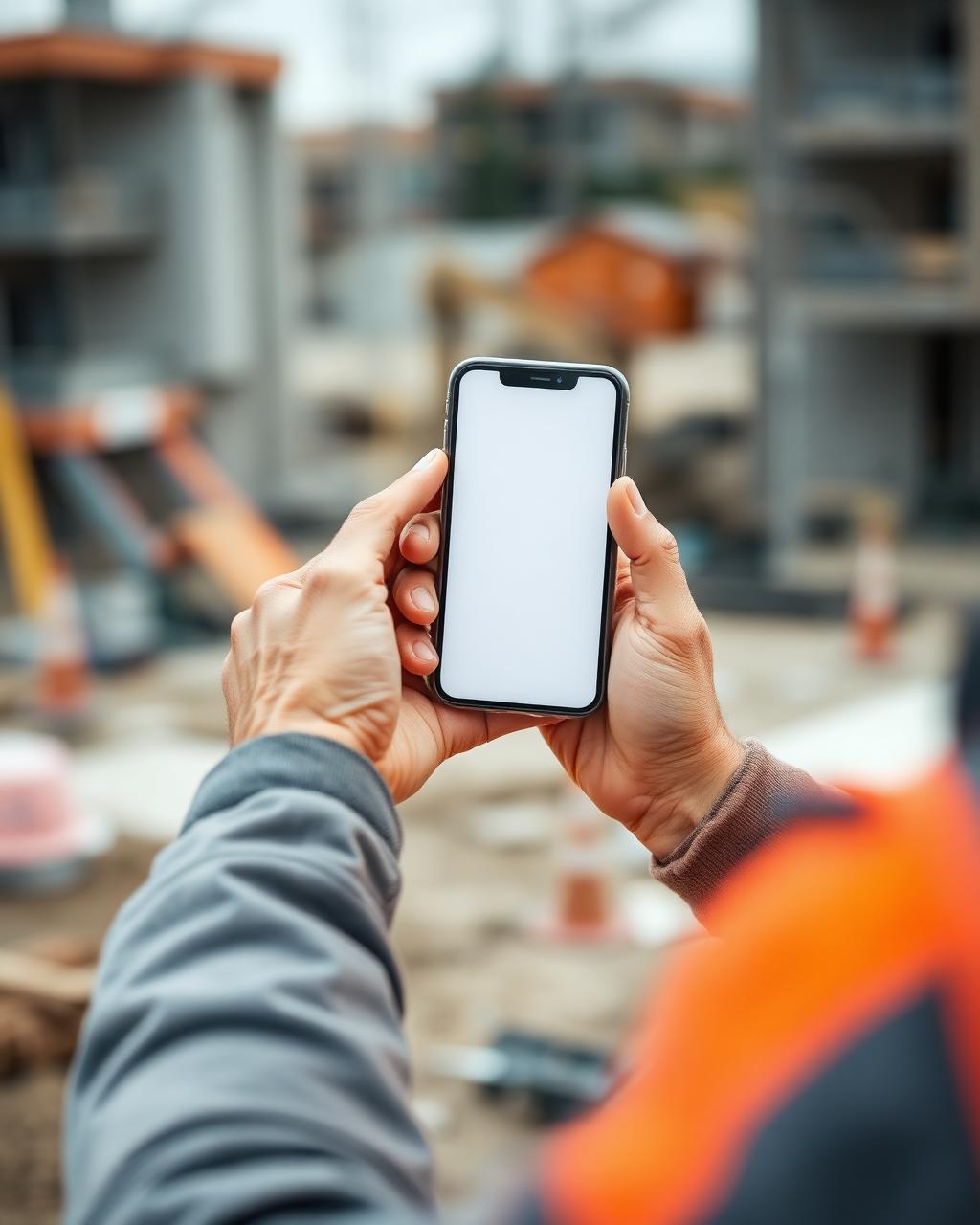 Contractor checking a phone at a job site in a Champaign rental property