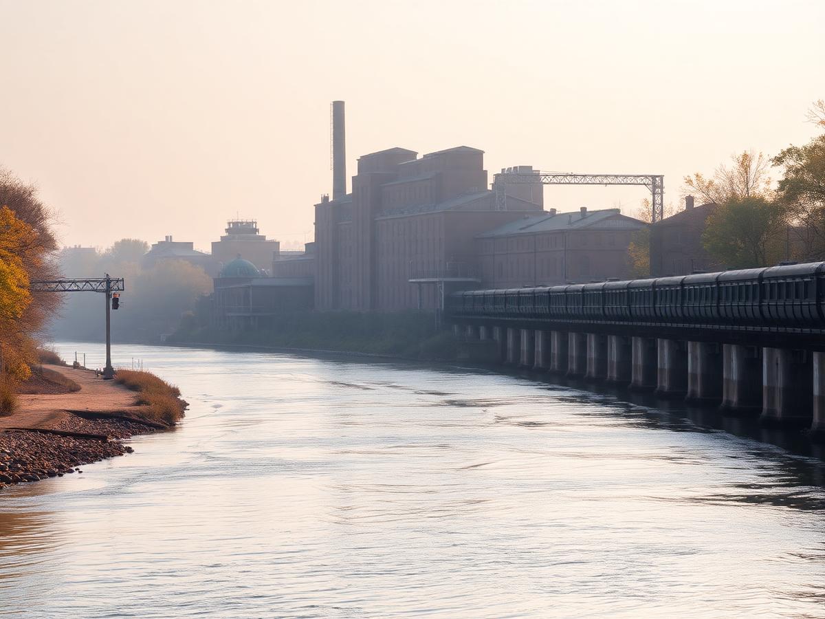 Warehouse and manufacturing corridor along the Schuylkill River near Reading, PA