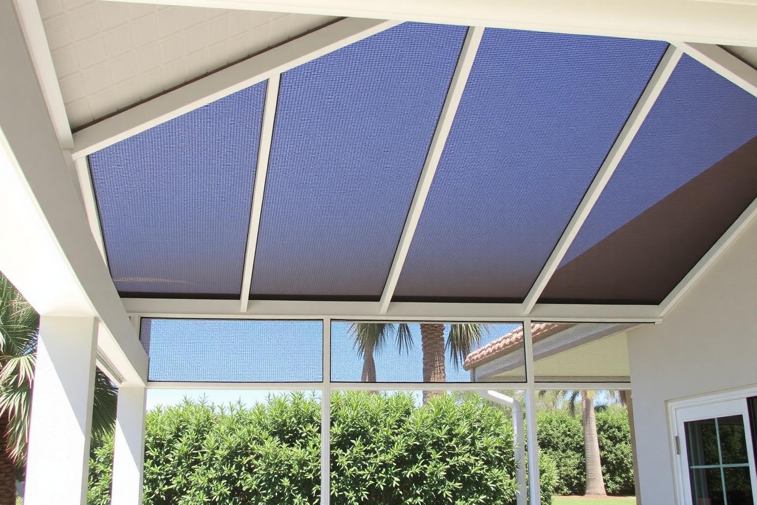 Rebuilt aluminum screen enclosure with fresh mesh over an Oviedo lanai
