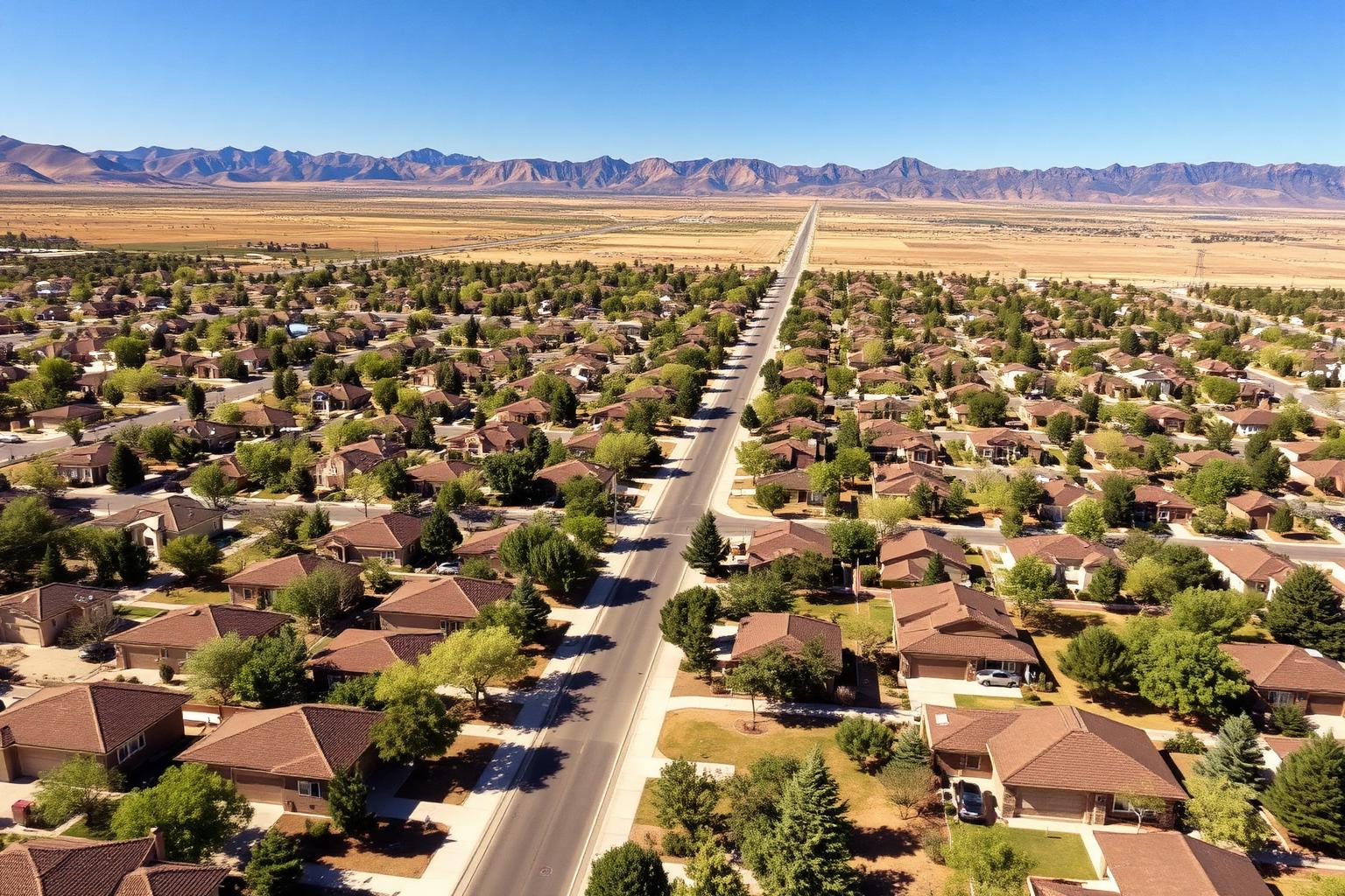 Aerial view of Utah Valley subdivisions stretching toward Utah Lake and Mount Timpanogos